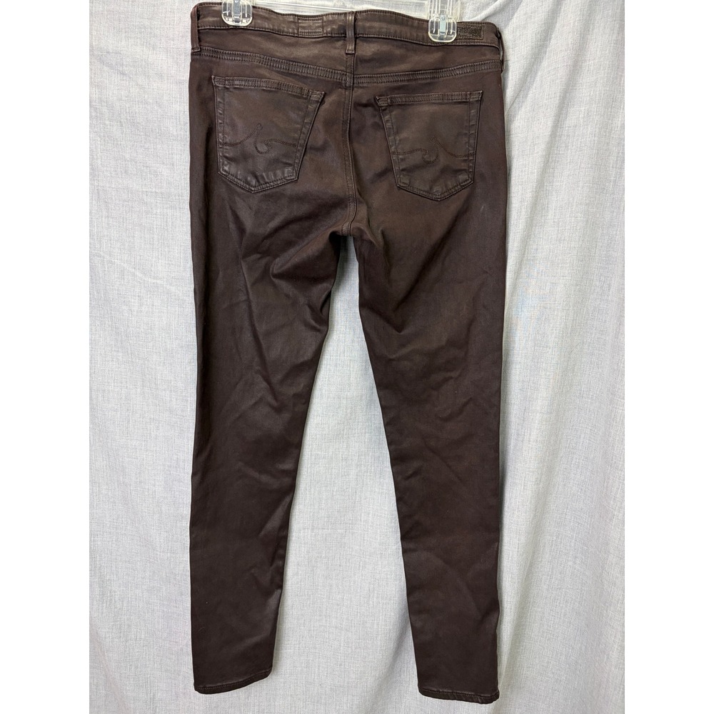 AG Adriano Goldschmied Coated Legging Ankle Jeans Size 29R Brown Leather Look - Picture 5 of 12